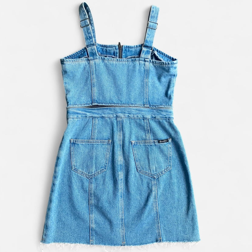Blue denim overall zipper dress/set