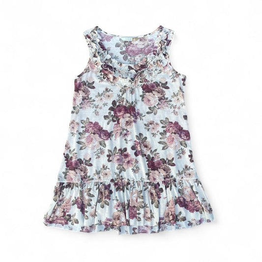 Vintage style rose print ruffle mini dress