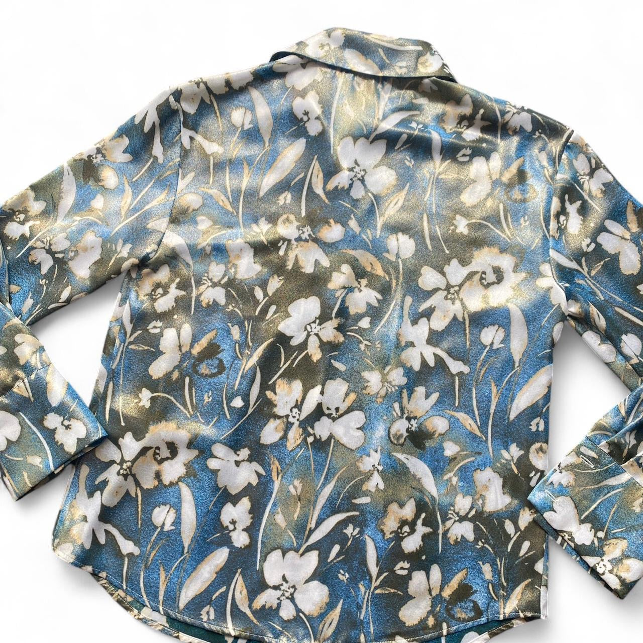 Blue & Gold Textured floral shirt