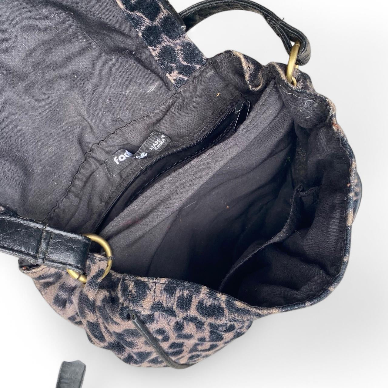 Cute black/Brown Velvet Leopard print mini shoulder bag