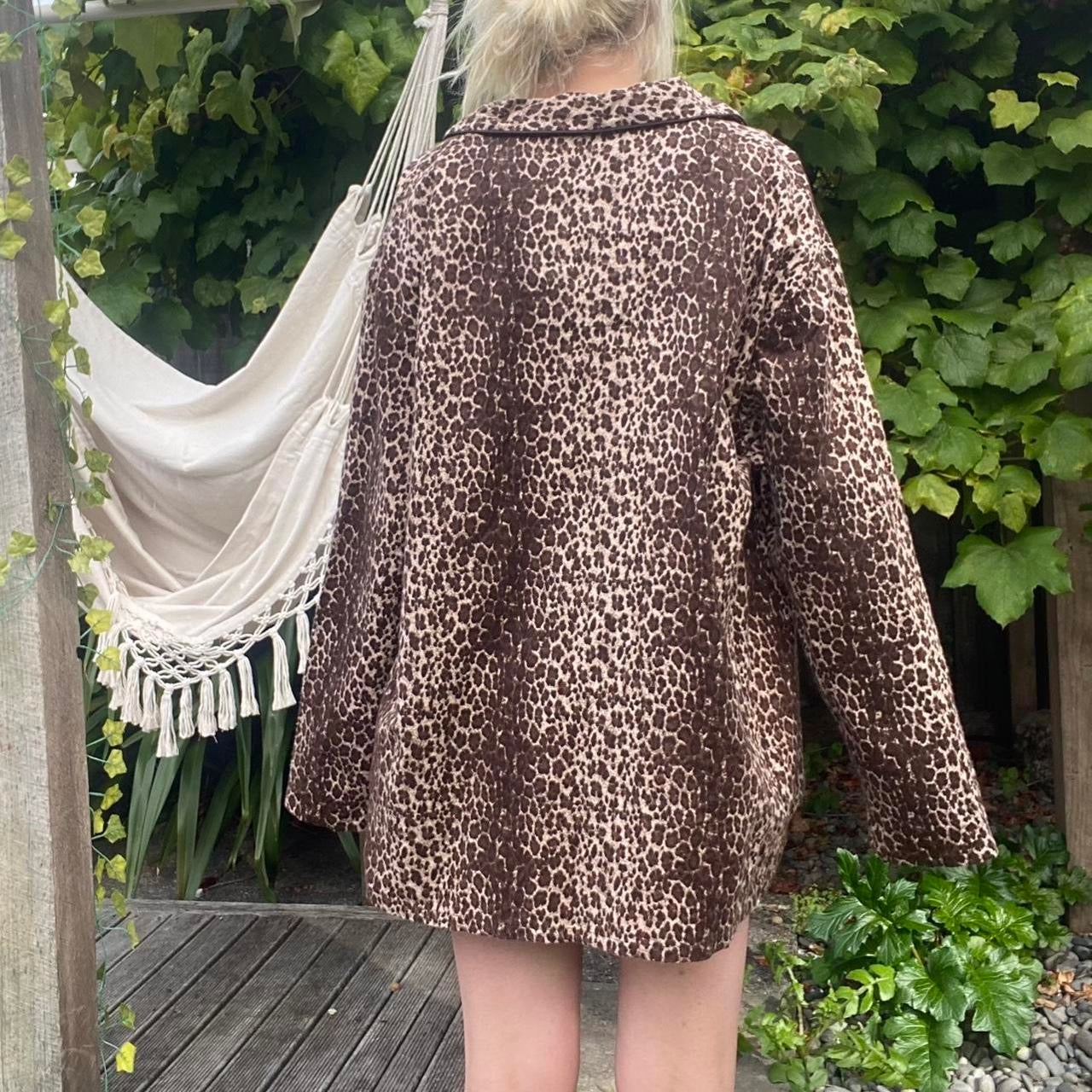 Brown and tan leopard print shirt jacket