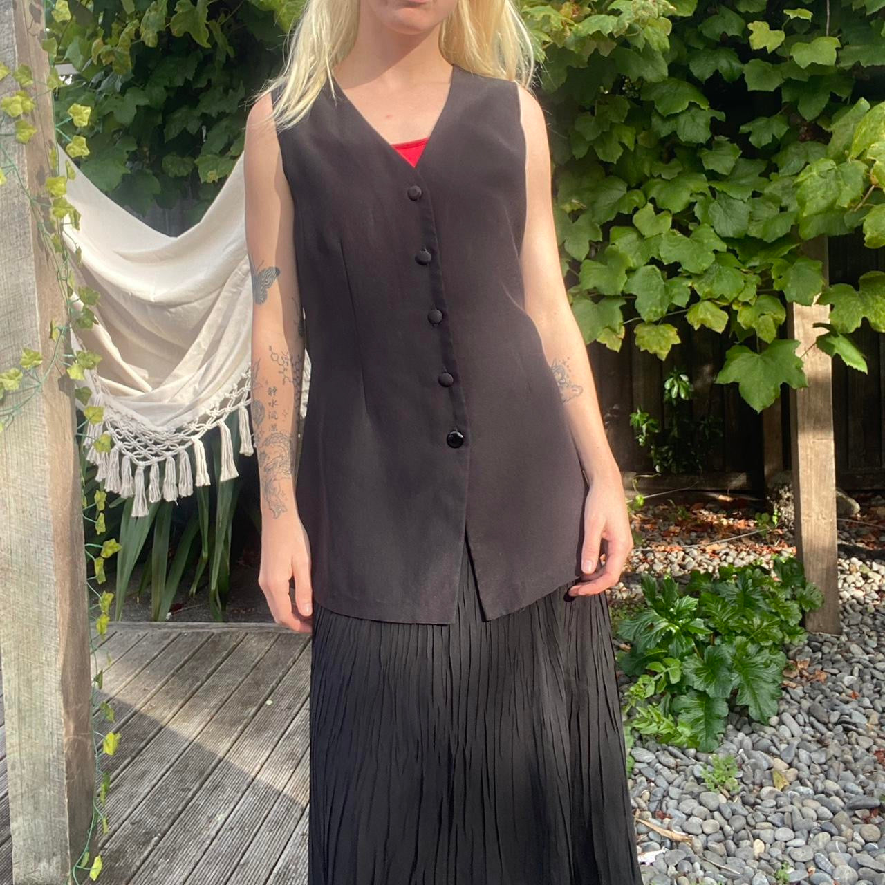 Vintage 90s Black button-up vest