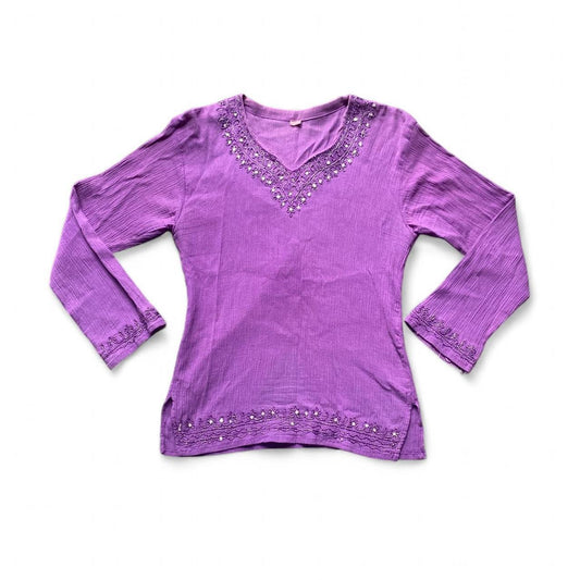 Cute Purple beaded long sleeve top