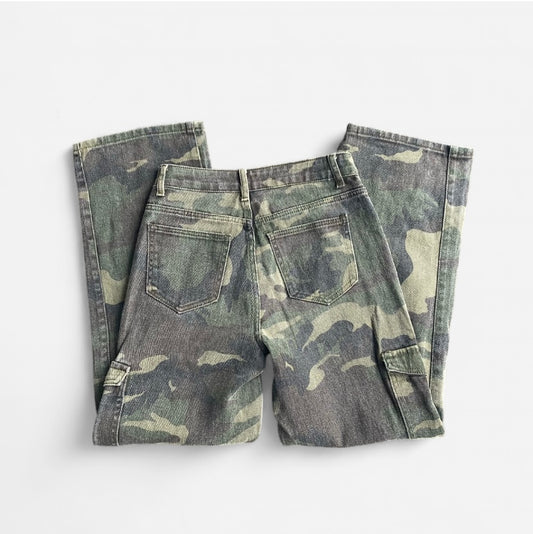Camo print straight leg jeans with cargo pockets