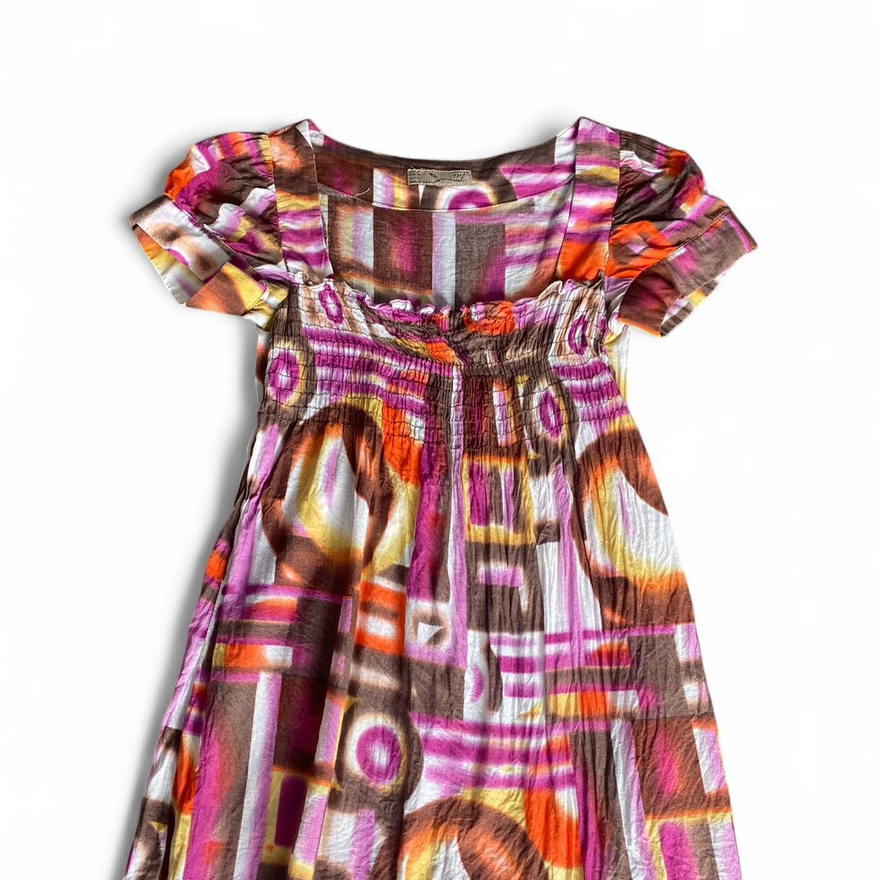 Cute retro printed ruched mini dress