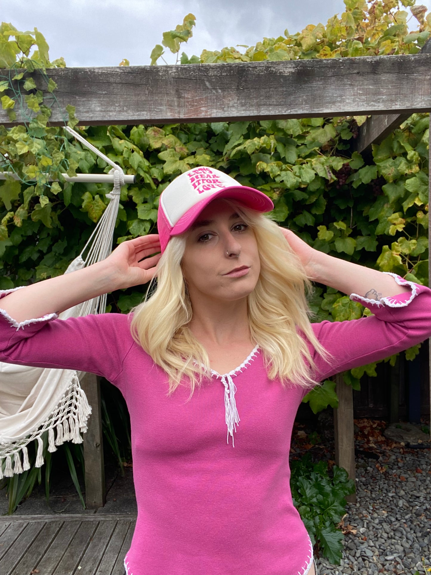Cute Pink and White Trucker Cap!