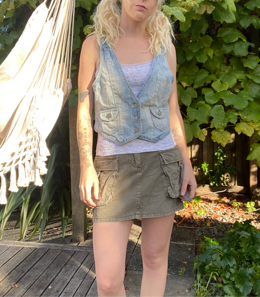 00s light blue denim vest