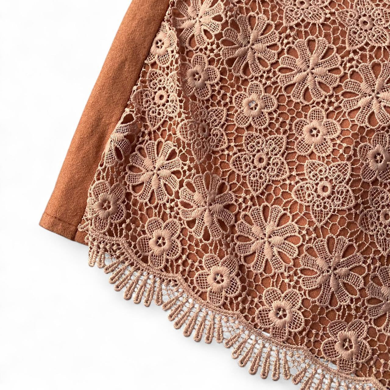 Cute Orange boho crochet mini skirt