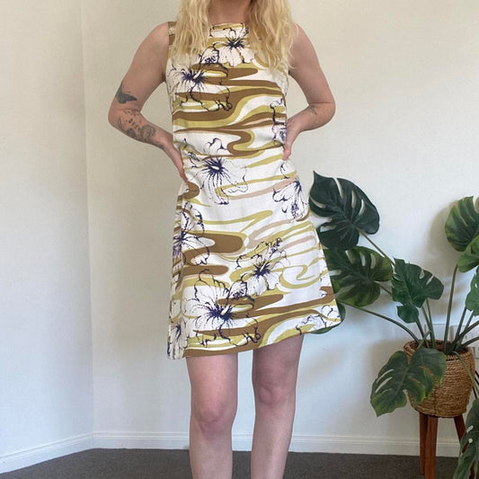 Vintage 60s style swirl floral mini dress