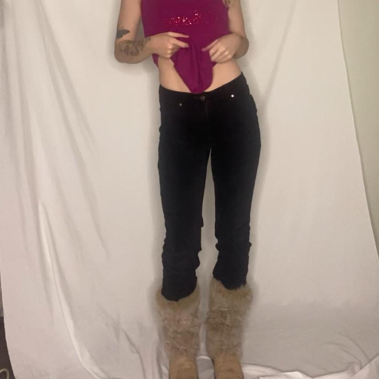 Vintage Black velvet mid rise pants