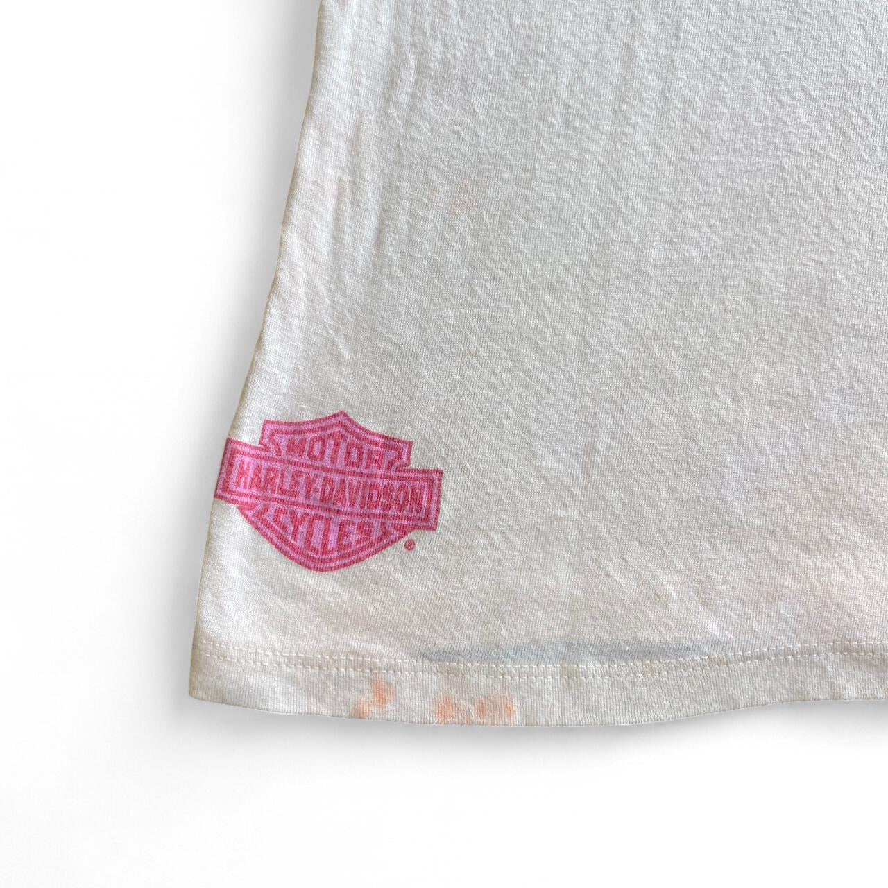 Y2K Peach Harley Davidson tie-dye tee