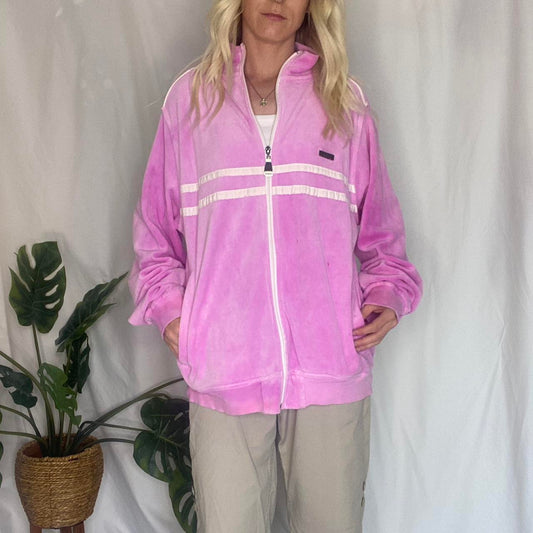 Enyce Vintage Pink Velour track jacket with white stripe!!
