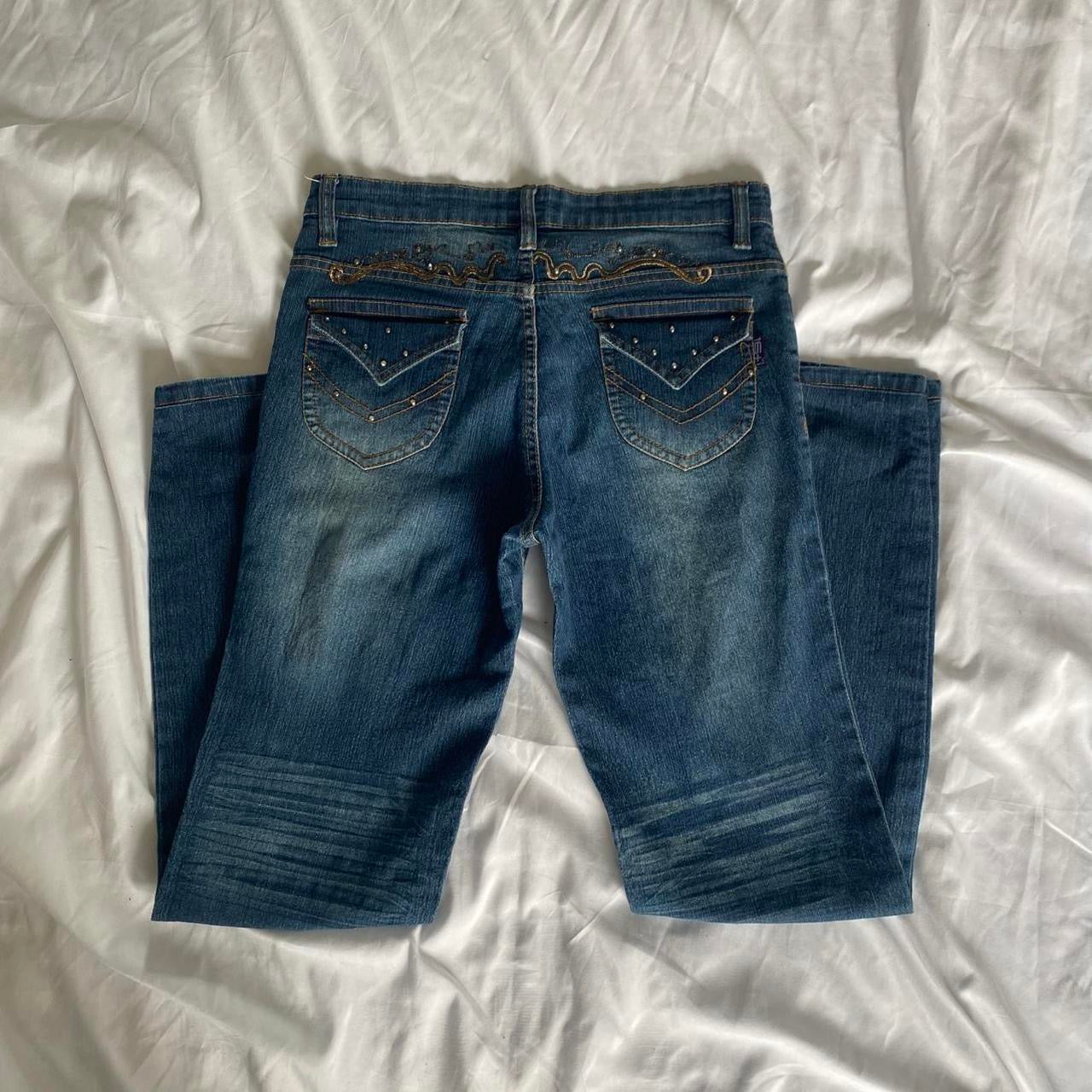 Y2K straight leg jeans with rhinestone details