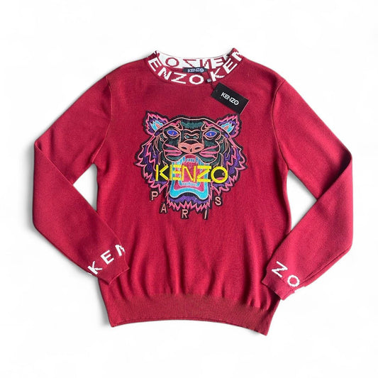 Kenzo style Burgundy and white sweatshirt and pants set