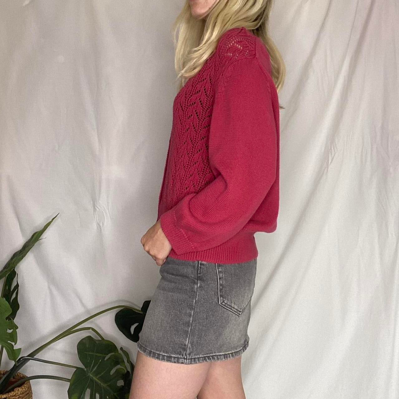 Pink Knit Button Up Cardigan