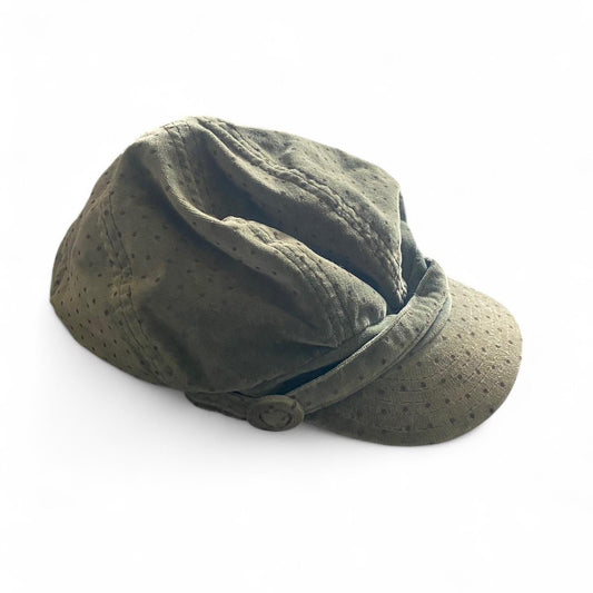 Amazing Olive green velvet polka dot baker boy cap