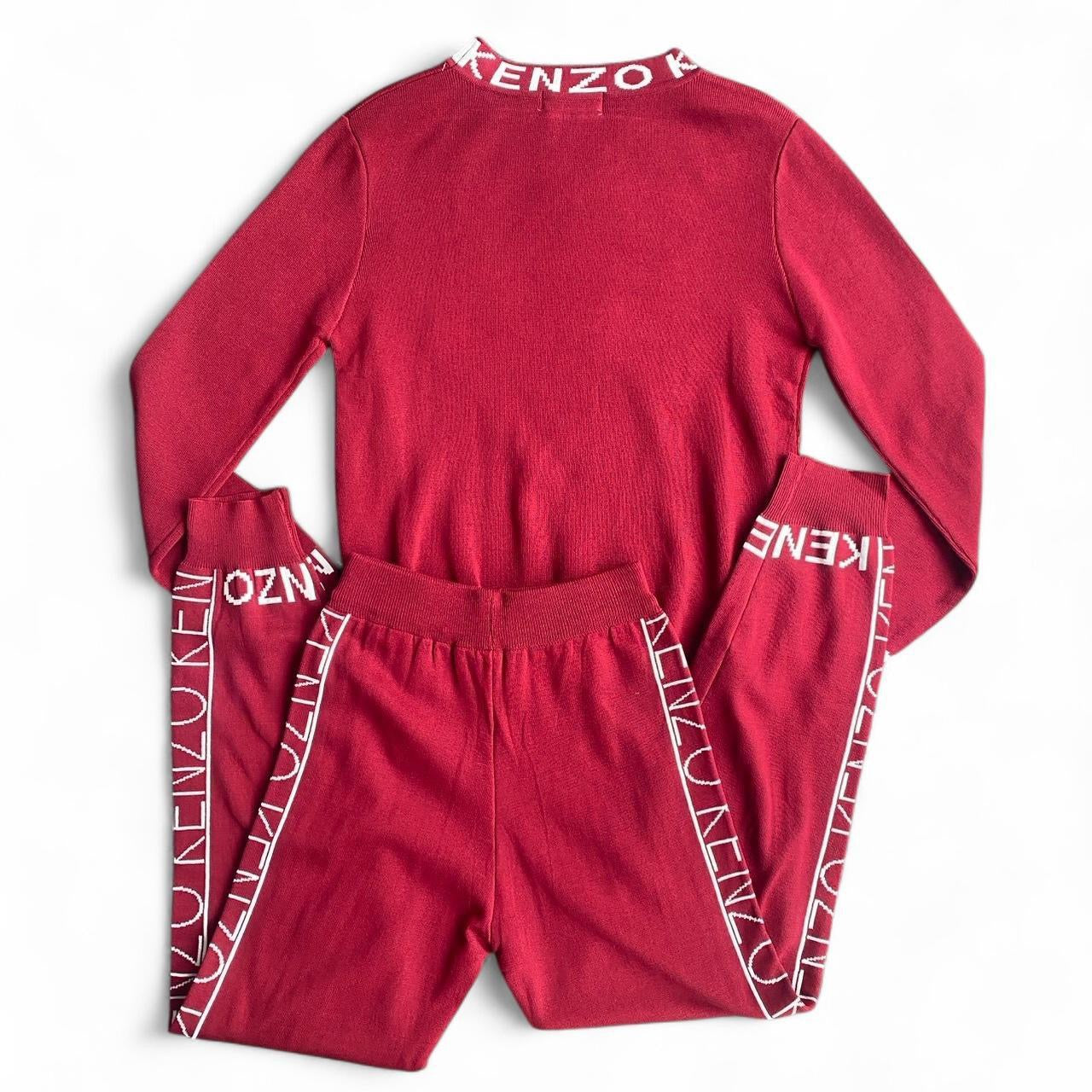 Kenzo style Burgundy and white sweatshirt and pants set