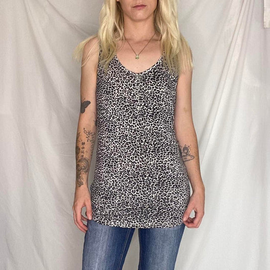 00s Grey and black leopard print tank top