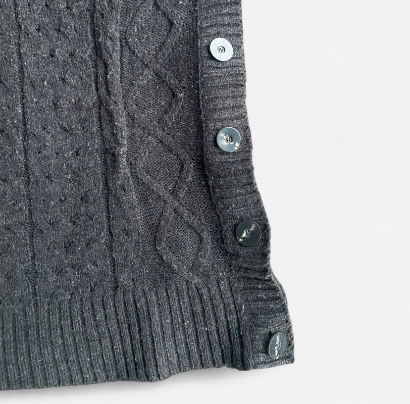 Y2K Grey knit sweater vest dress with buttons