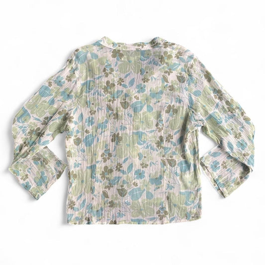 Cute Y2K Green floral ruffle blouse