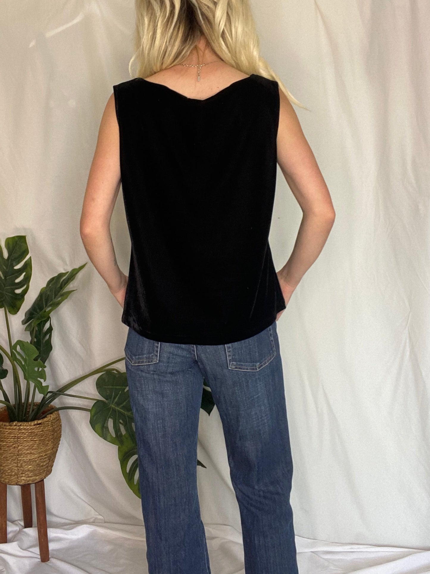 Vintage Velvet Black square neck tank top
