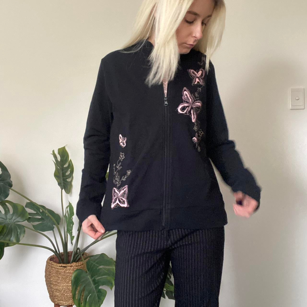 Y2K black and pink Butterfly zip up jacket