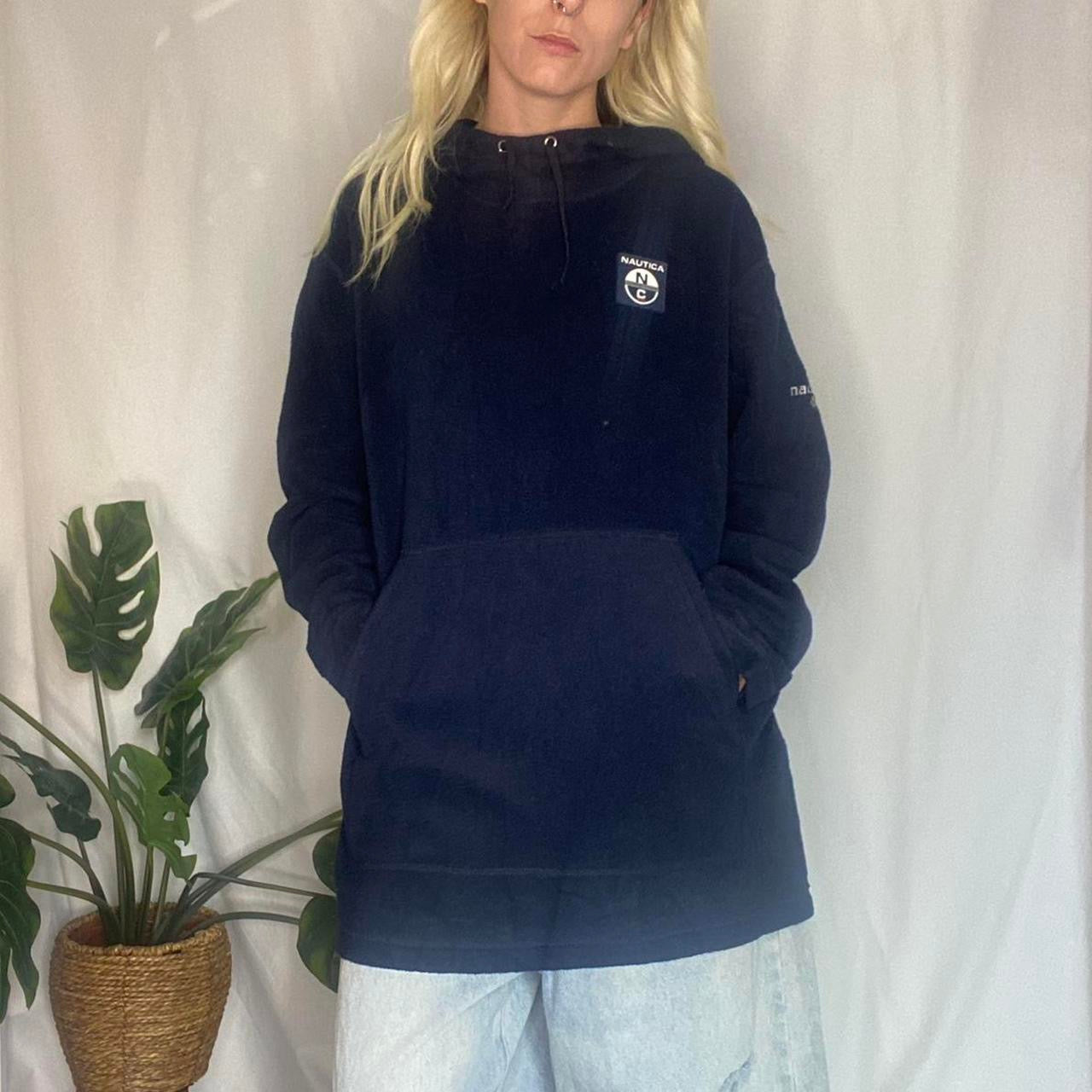 Vintage Nautica Navy hooded fleece
