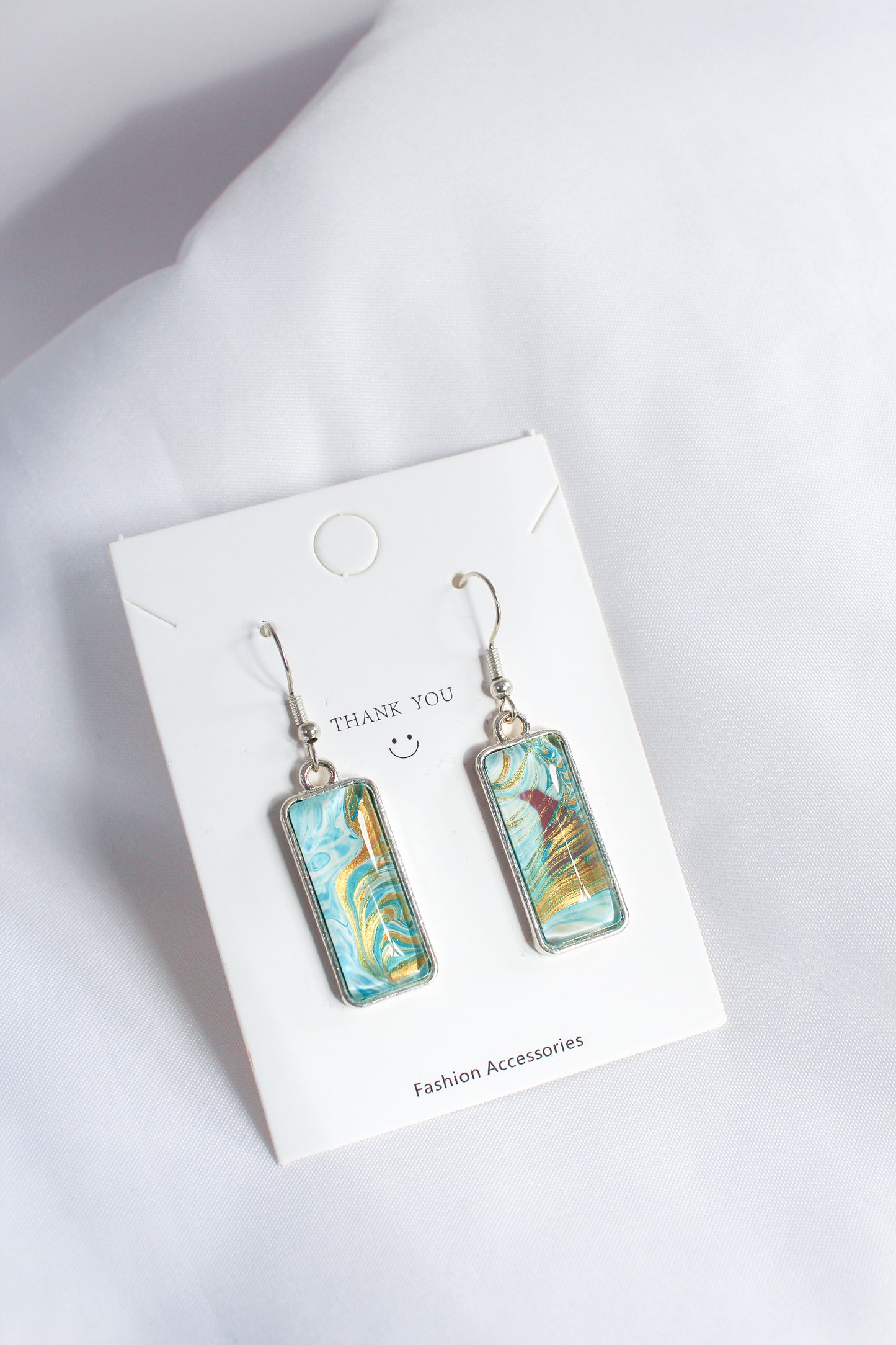 Turquoise + Gold Rectangle Earrings