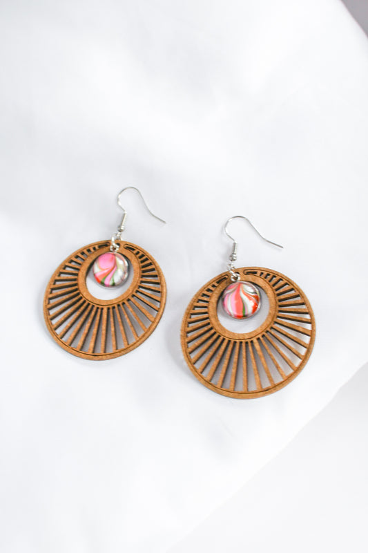 Pink + Orange Circle Statement Earrings