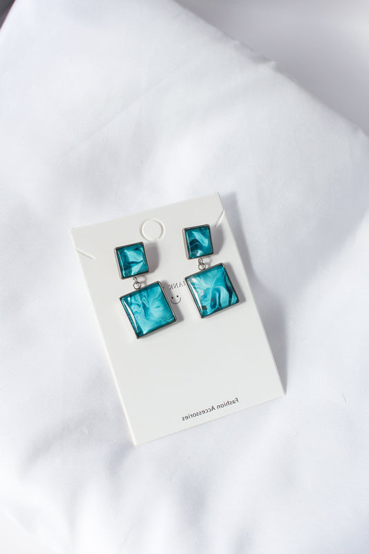 Ocean Blue Square Earrings
