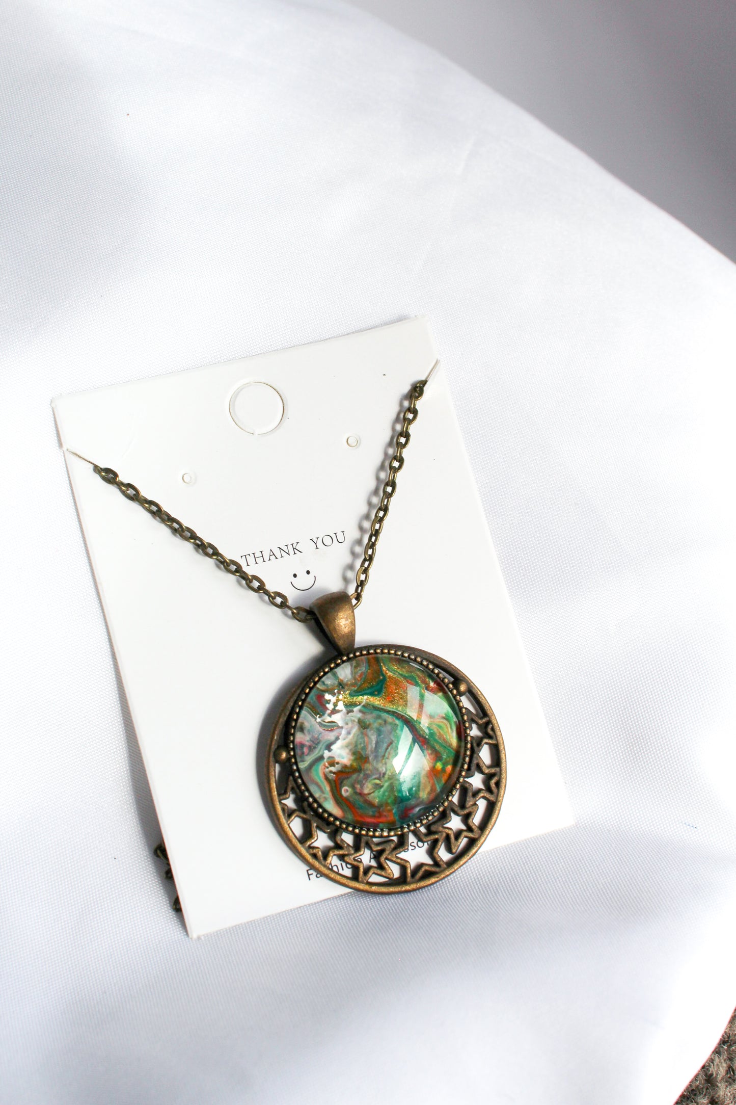 Multi-coloured Circle Star Pendant Necklace