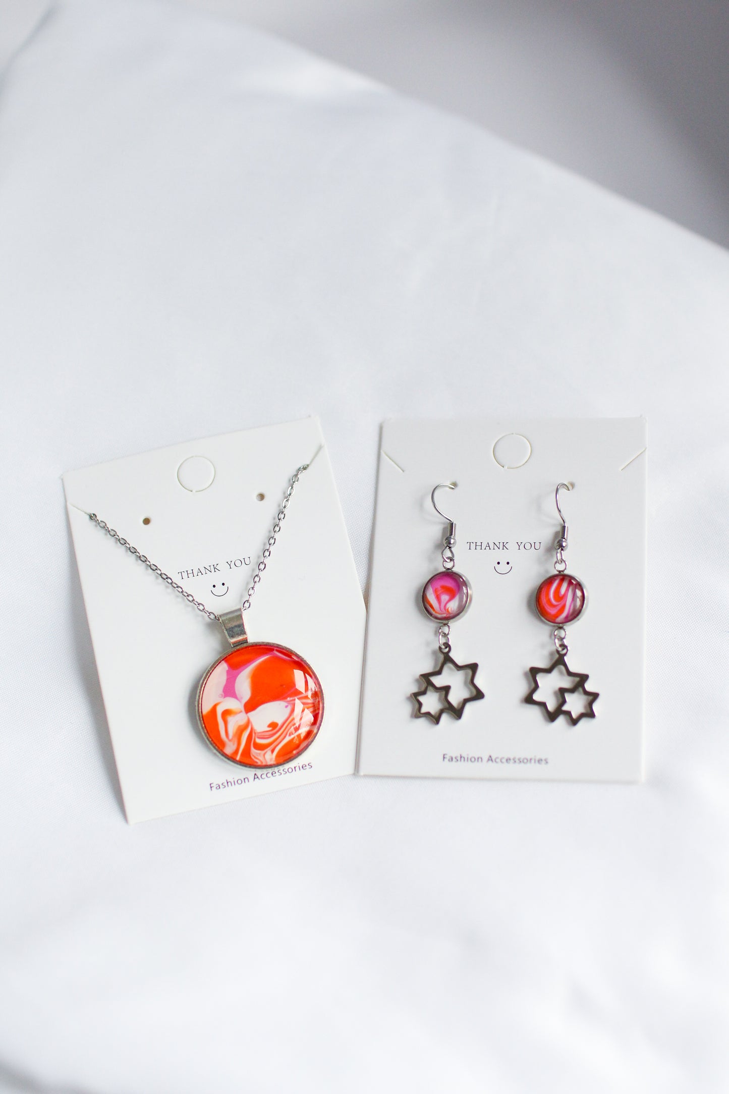 Pink & Orange Necklace + Earring Sets