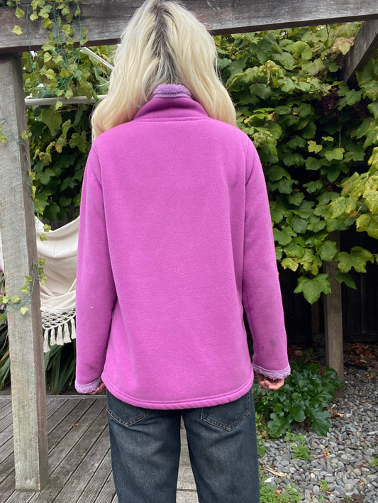 Cute magenta pink fluffy zip up jacket