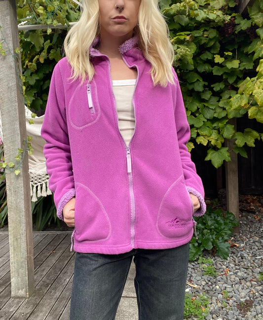 Cute magenta pink fluffy zip up jacket